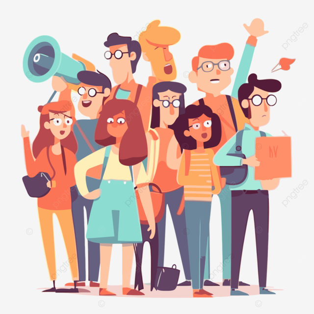 pngtree advocacy clipart many people are gathered together and are cheering cartoon vector png image 6796278